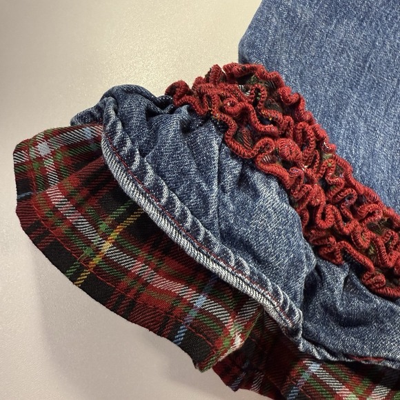 The Children's Place 3-6 Month Denim Jumper Red Plaid Ruffles Fall Christmas - Picture 10 of 10